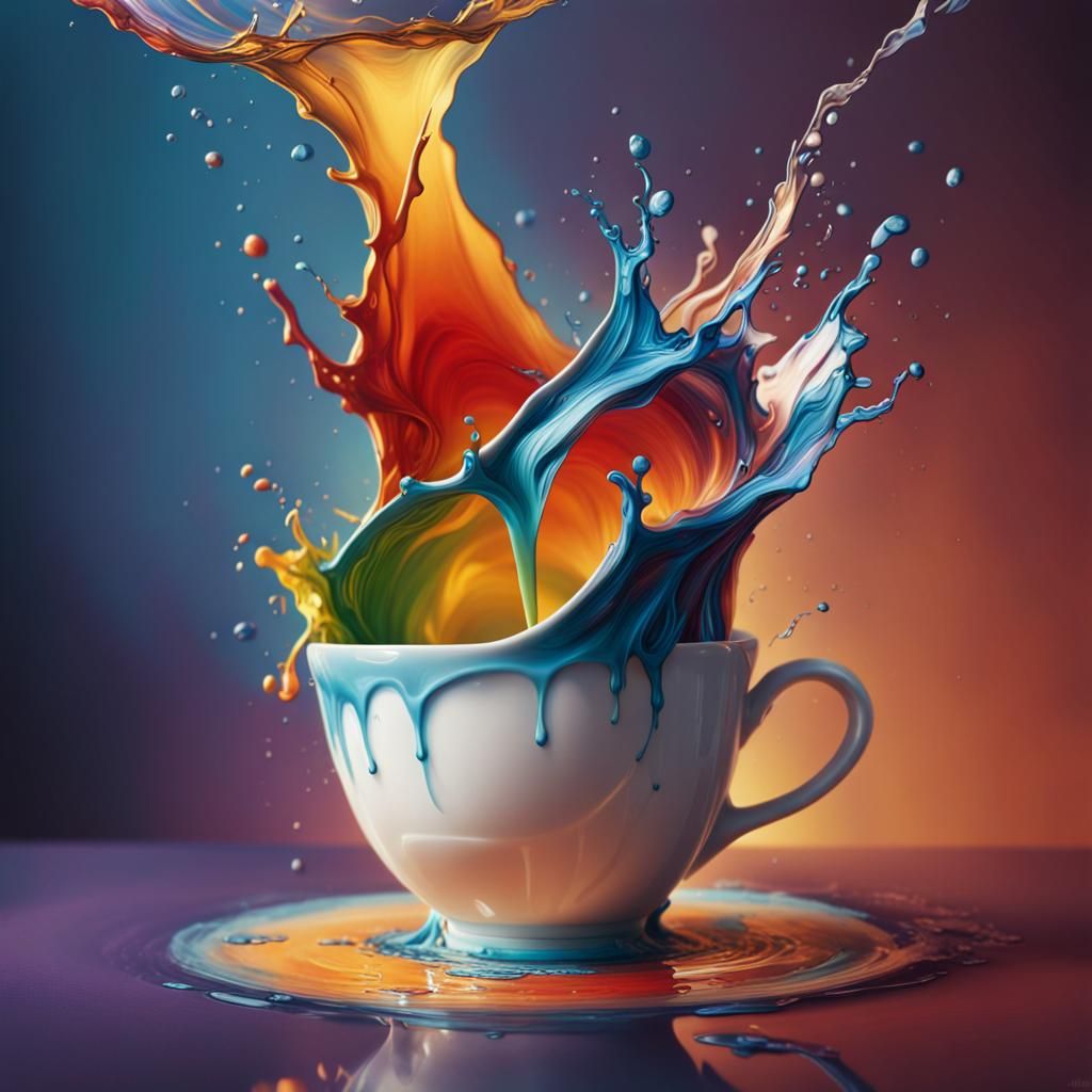 Hyperrealistic Tea Splash Art Concept
