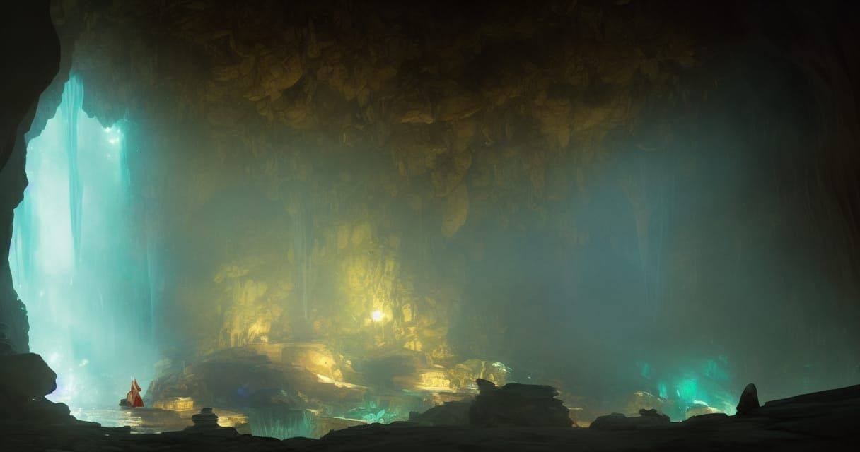 Fairy in Cave Concept Art, Hyperdetailed Lighting