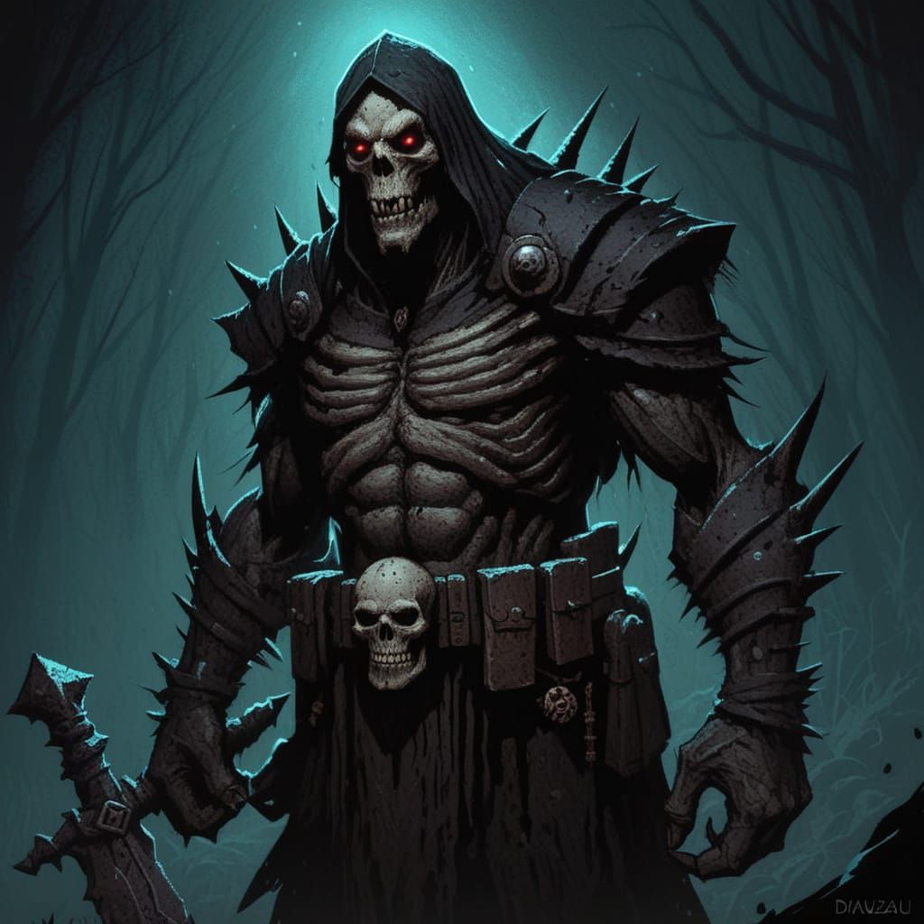 Dark Fantasy Scene in a Bleak Post-Apocalyptic World