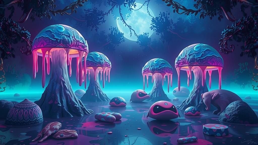 Neon Forest Wonderland in a Graffiti Style