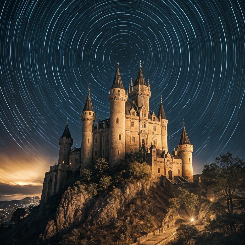 Starlit Castle: Professional Photography with Bokeh