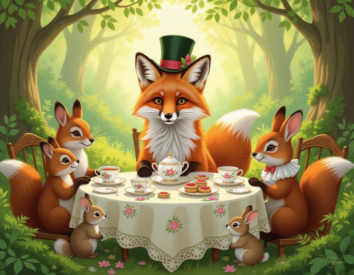 Fox's Woodland Tea Party: A Storybook Scene