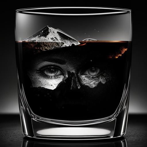 Girl's Face Reflected in Whisky Glass