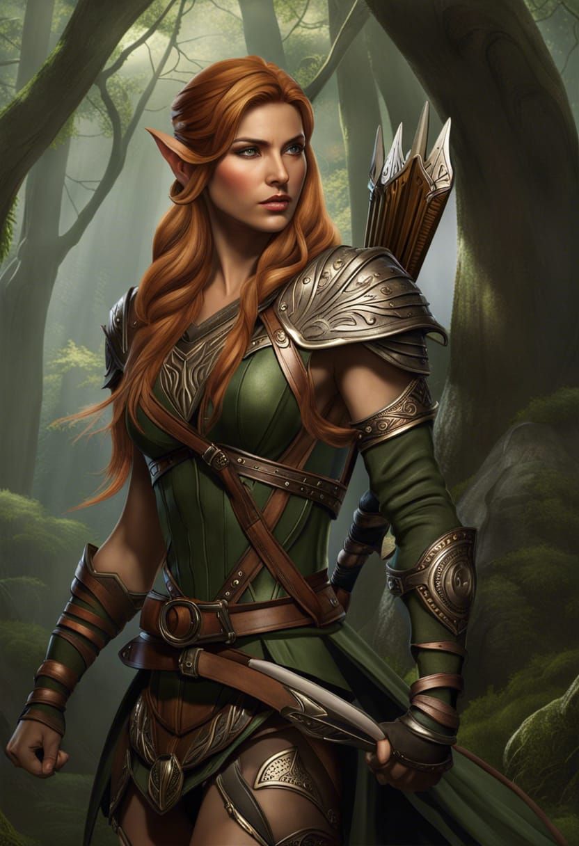 Epic Wood Elf Ranger Archer in Hyperrealism