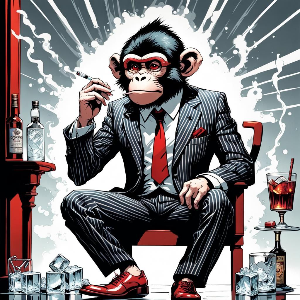 Corpo Monkey in Striped Suit with Comic Book Art Style