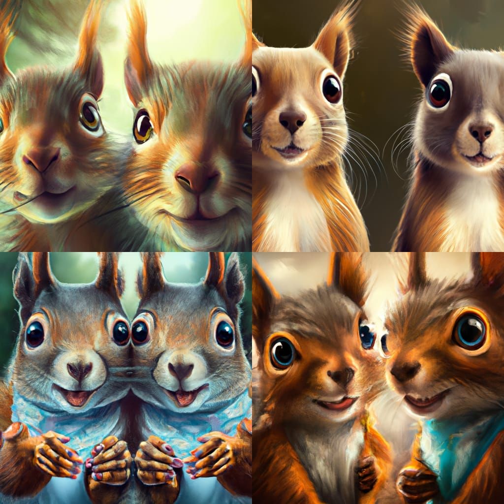 Squirrel Portrait in Art Nouveau Style