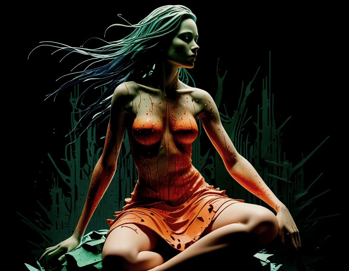 Cyberpunk Arcane Dreamscapes: Glabrous-Limbed Danseuse in Ne...