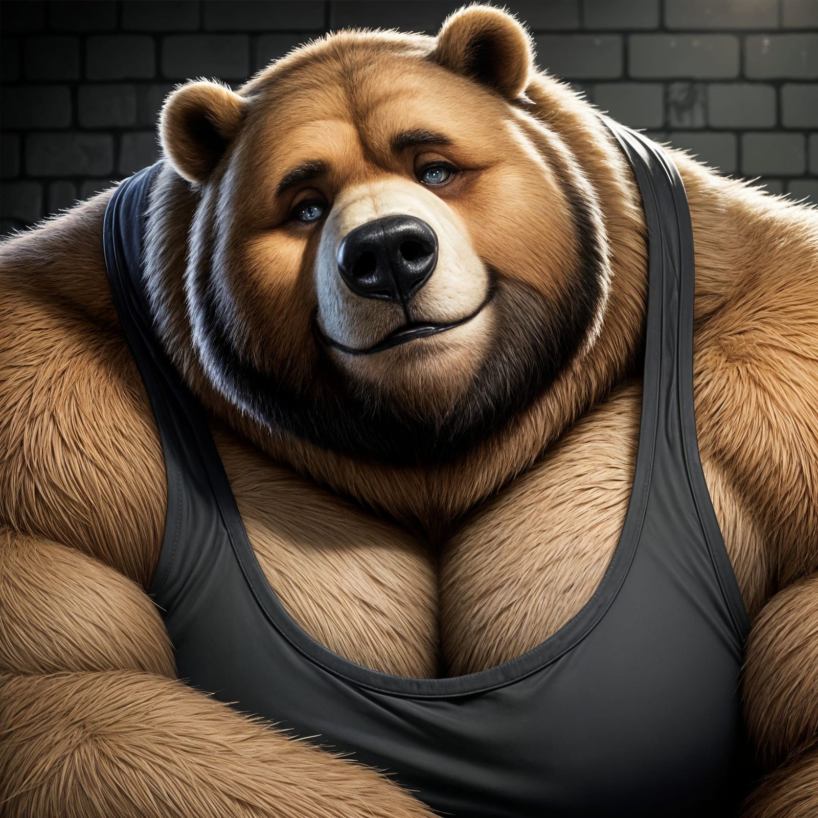 Majestic Anime-Style Kodiak Bear in Relaxation