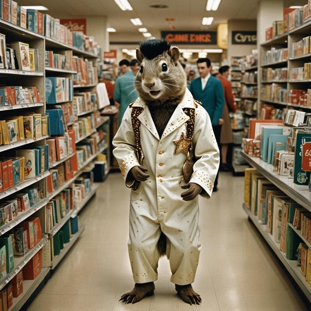 Gopher as Elvis Shopping, 1950s Color Photo