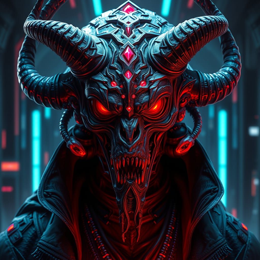 Cyberpunk Demonic Monster Portrait in 8K