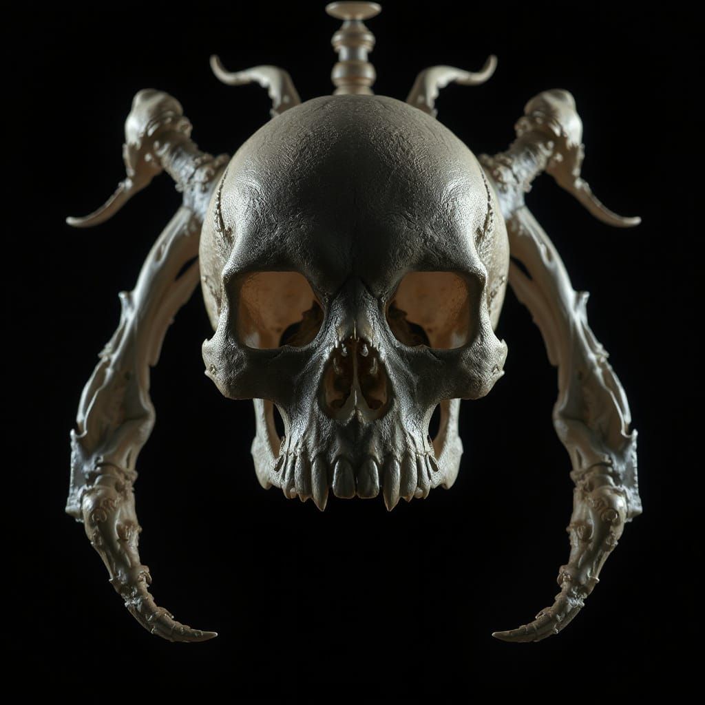 Ethereal Skull in Dark Void: 3D Render Art