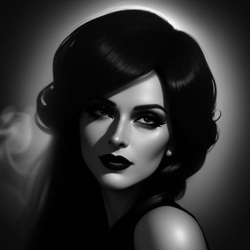 Film Noir Woman with Dramatic Shadows and Soft Glow