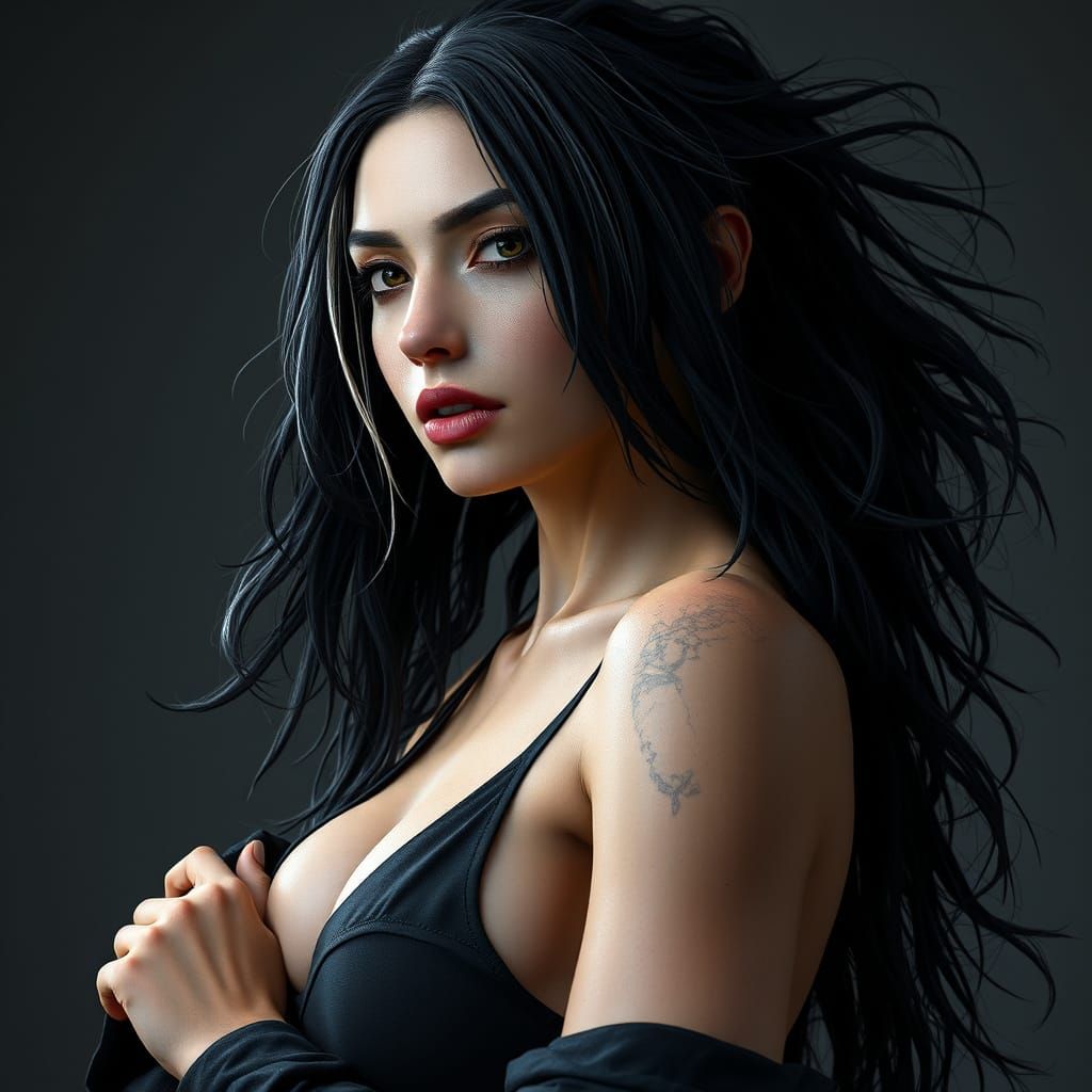 Statuesque Woman Posing in 3D Anime Art Style