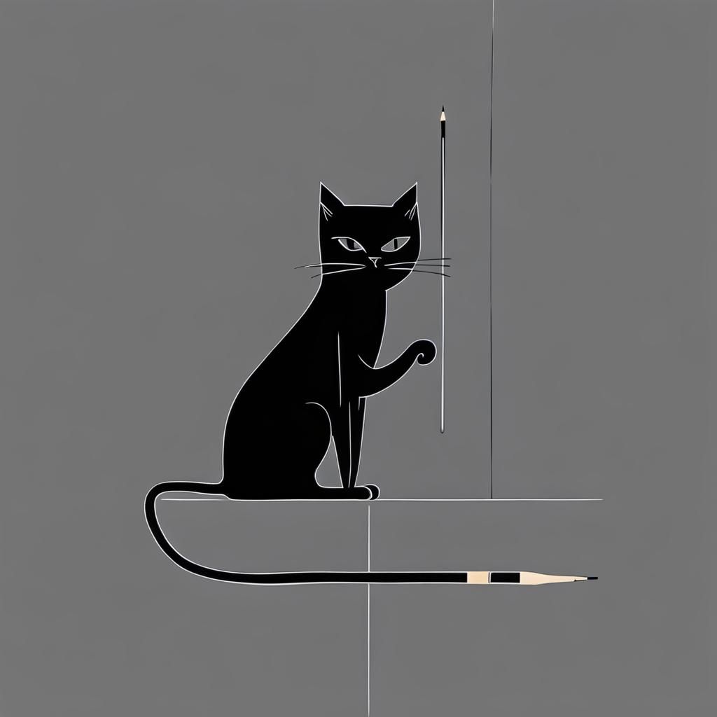 Minimalist Black Cat: One Line Drawing