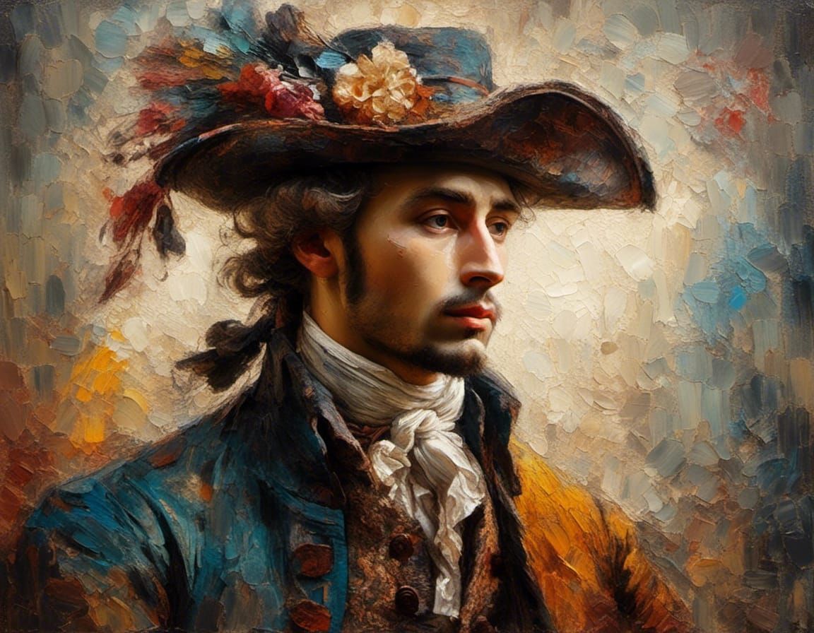 Portrait of a couple dressed as in the 18th century