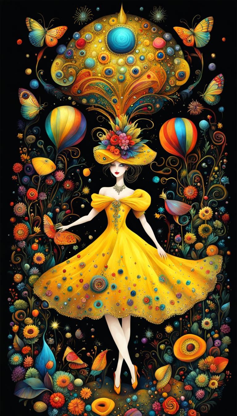 Lovecraftian Dancer in Dazzling Yellow Dress