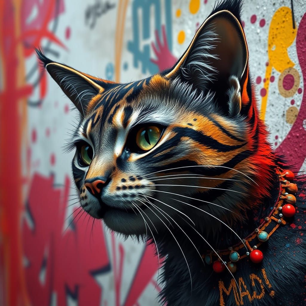 Vibrant Graffiti Portrait in Hyperrealistic Style