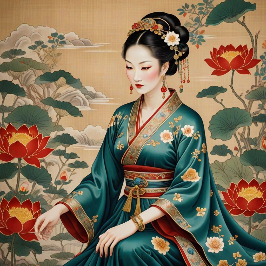 An ancient Chinese woman dances