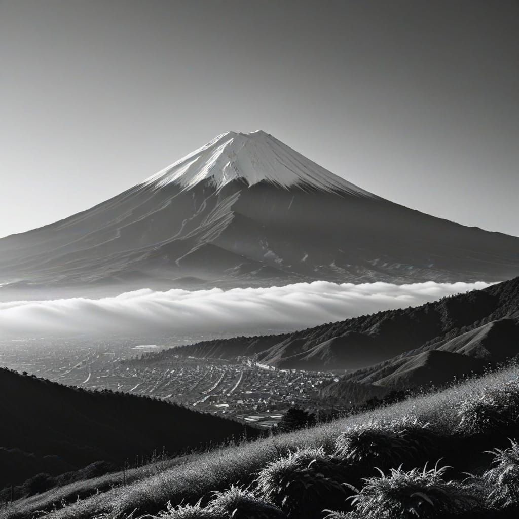 Mount Fuji at Sunrise in Golden Hour Light