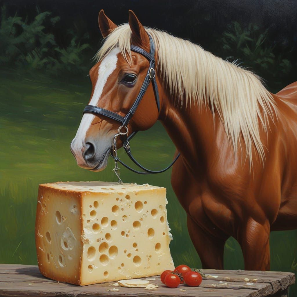 Swiss Cheese Horse: An Oil Painting Fantasy