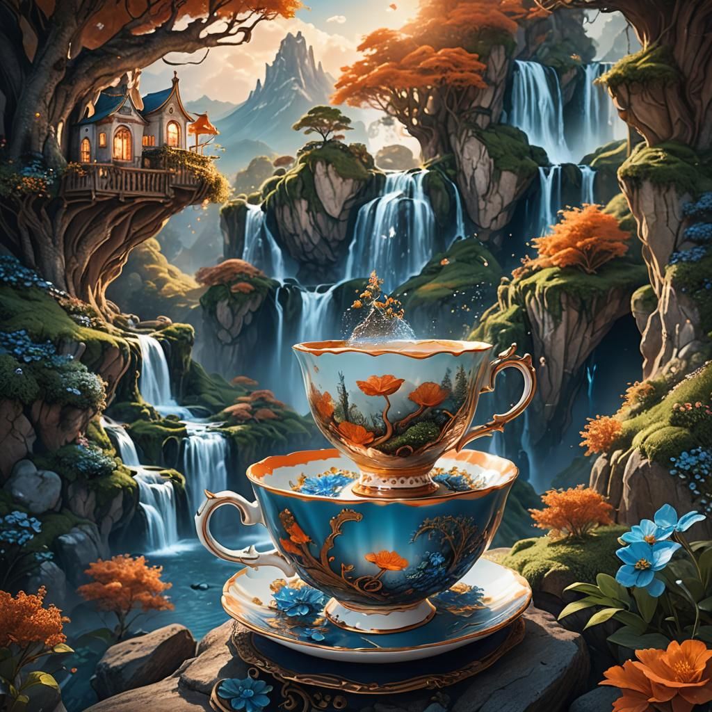 Dreamlike World Inside Teacup: Fantasy Concept Art