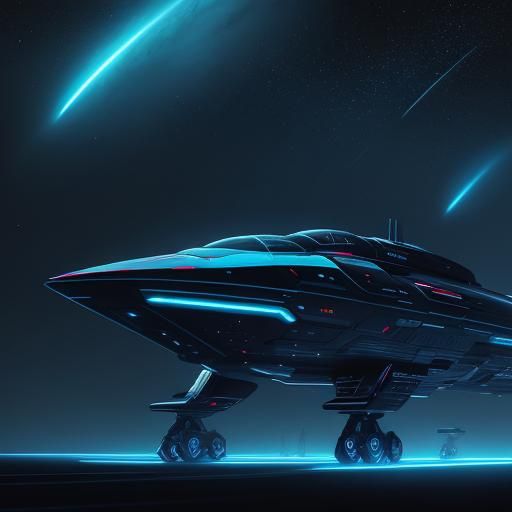Sleek Casket Spaceship Hurtles Through Deep Space