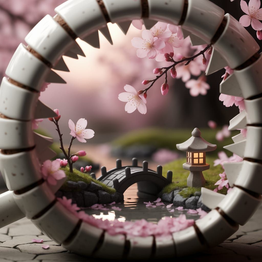 Cracked Mug Reveals Sakura Garden