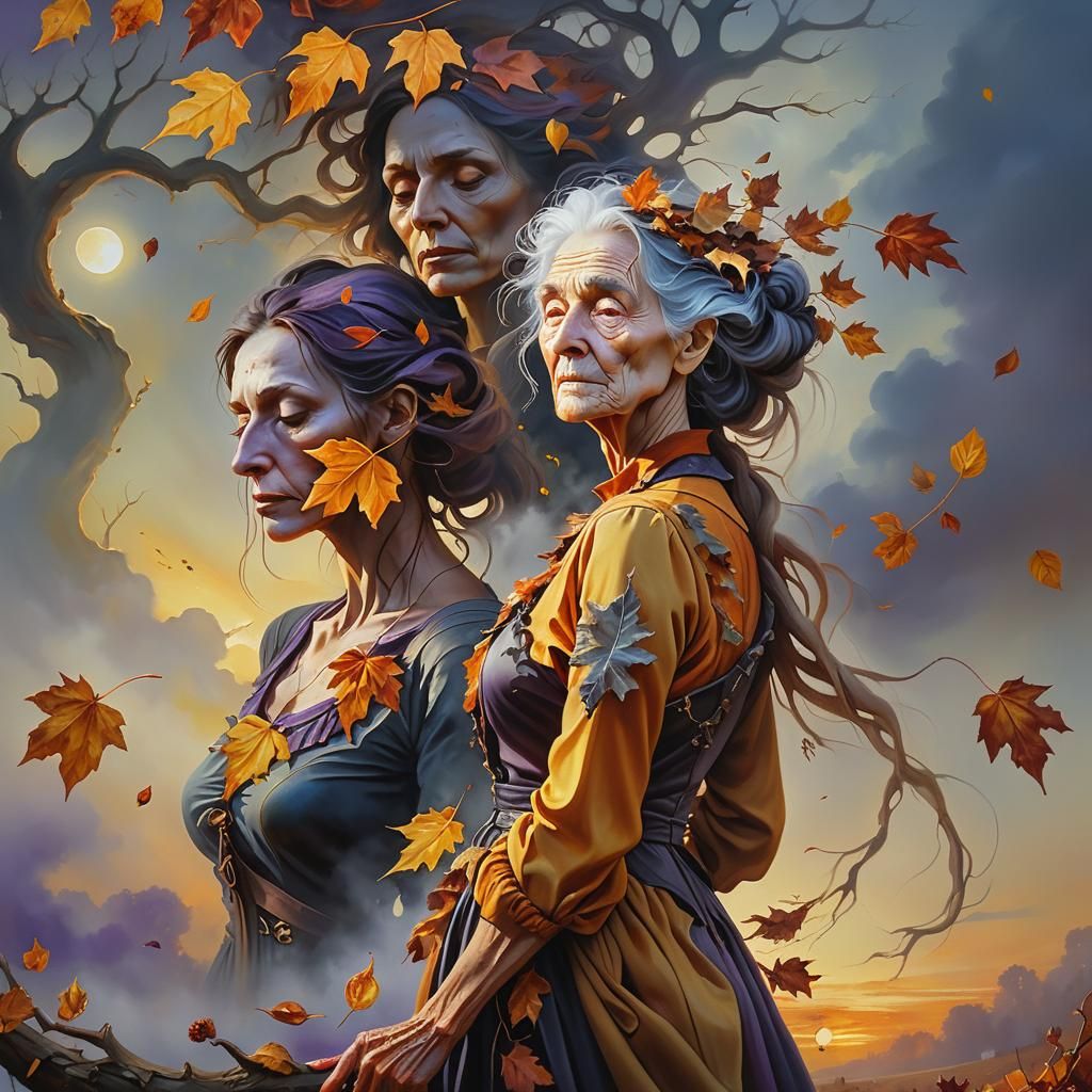 Surreal Autumn God Reveals Winter Landscape as Oil Painting