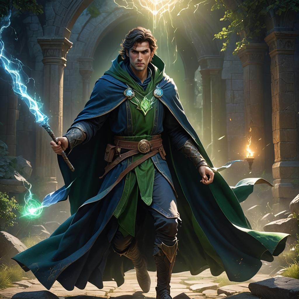 Angry Wizard Radiating Power in Dark Fantasy Style