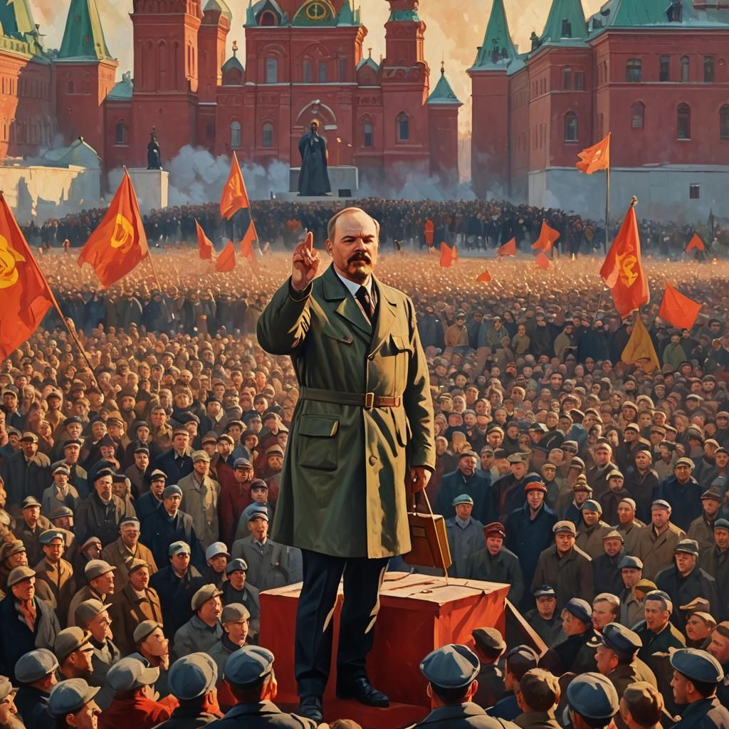 Lenin's Speech in Moscow: Soviet Realism Oil Painting