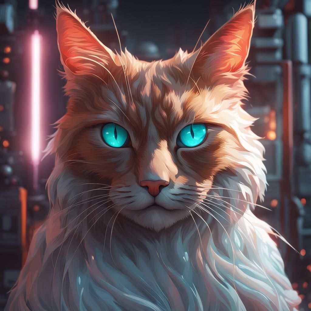 Cat Inside Computer: Hyperdetailed Portrait in Unreal Engine...