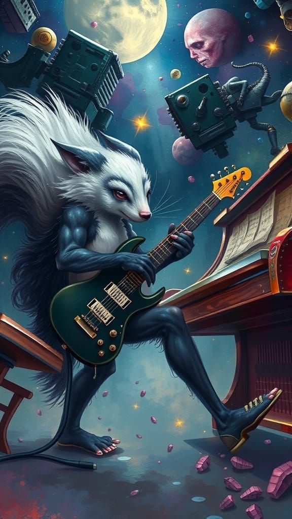 Skunk Rocking Electric Piano in Astral Sci-Fi Style