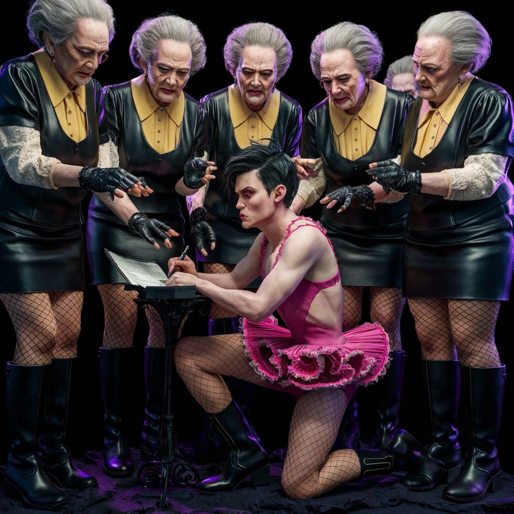 Dark Fantasy: Aunts and the Pink Dress, as Digital Art