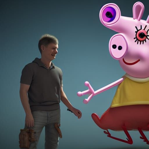Biopunk Peppa Pig Portrait in 3D Shading