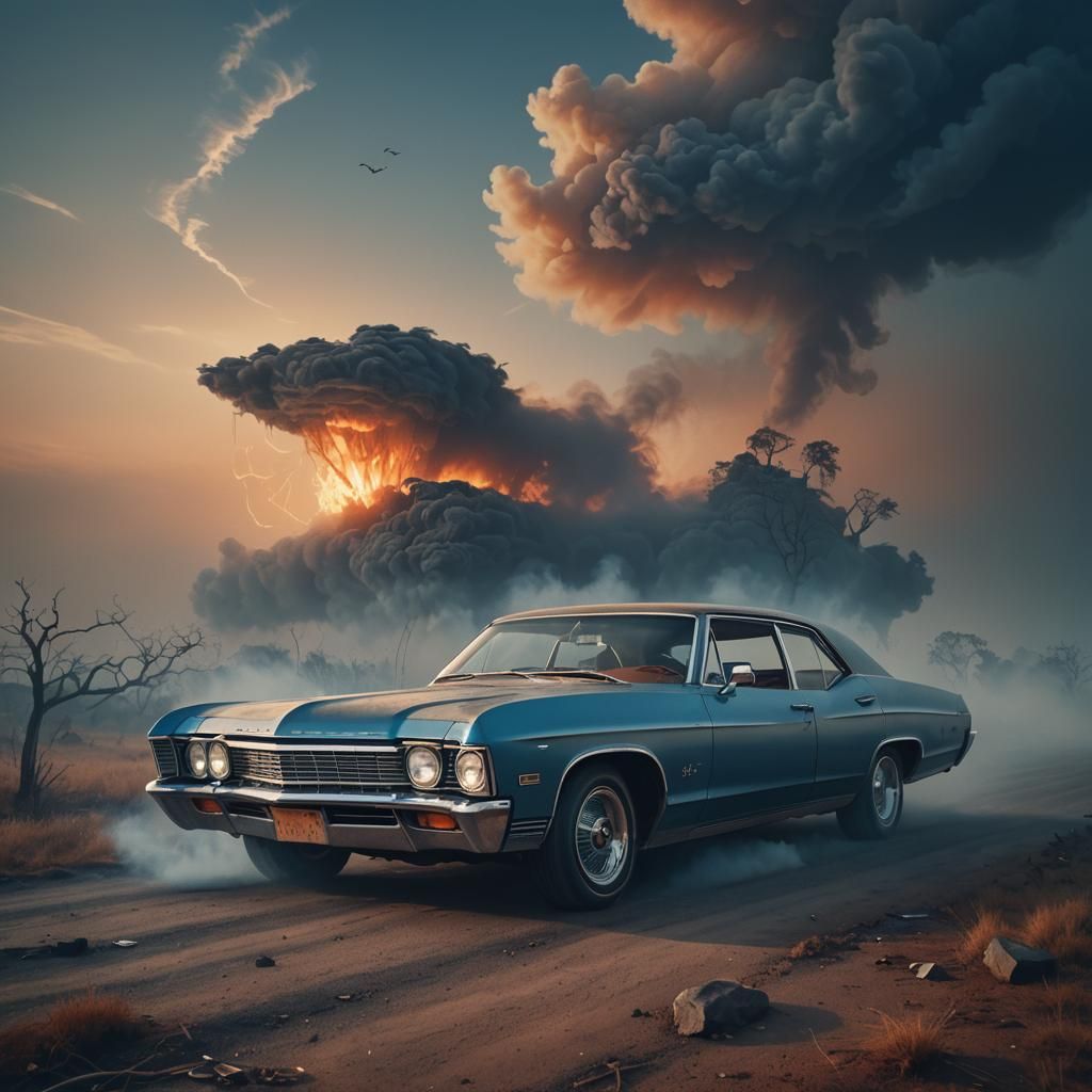 1967 Impala in Surreal, Atmospheric Concept Art