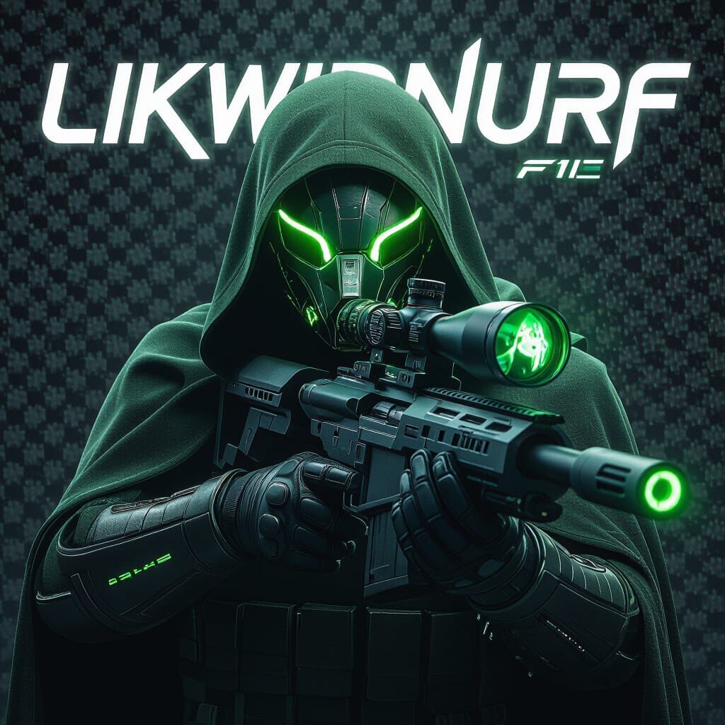 Futuristic Sniper with Neon Green Scope Eye