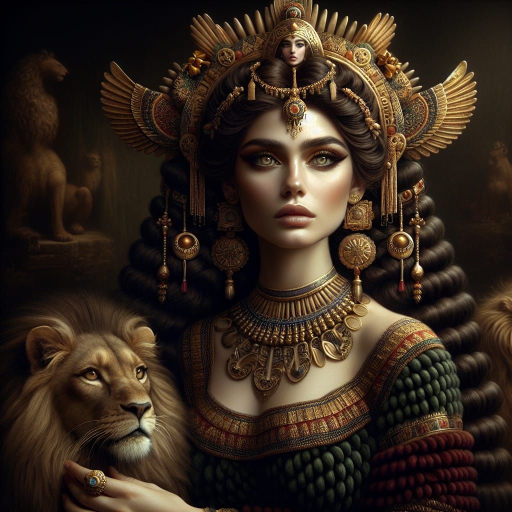 Mesopotamian Goddess of Creation in Matte Painting Style