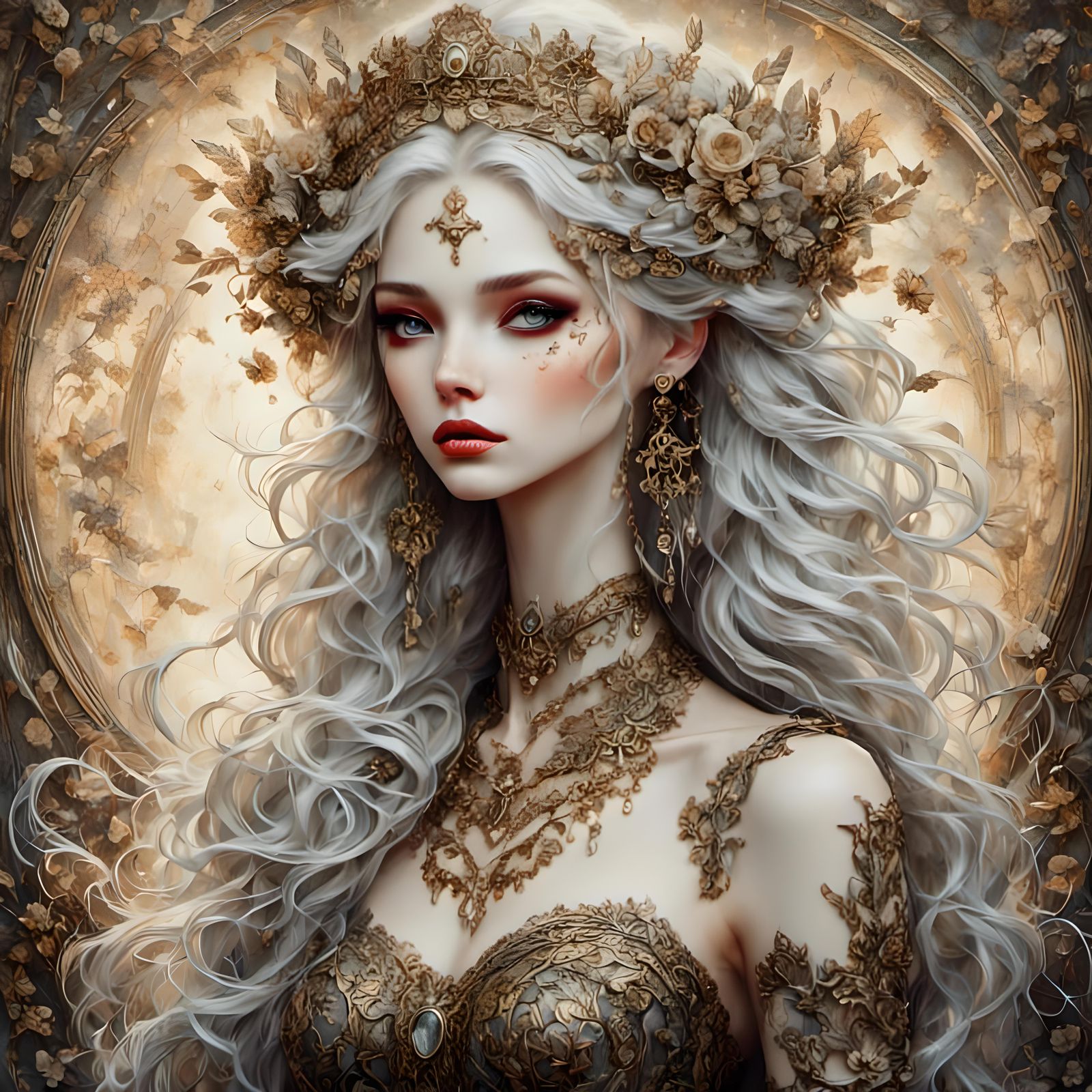 Fantastical Queen in Dreamlike Landscape: 3D Digital Art