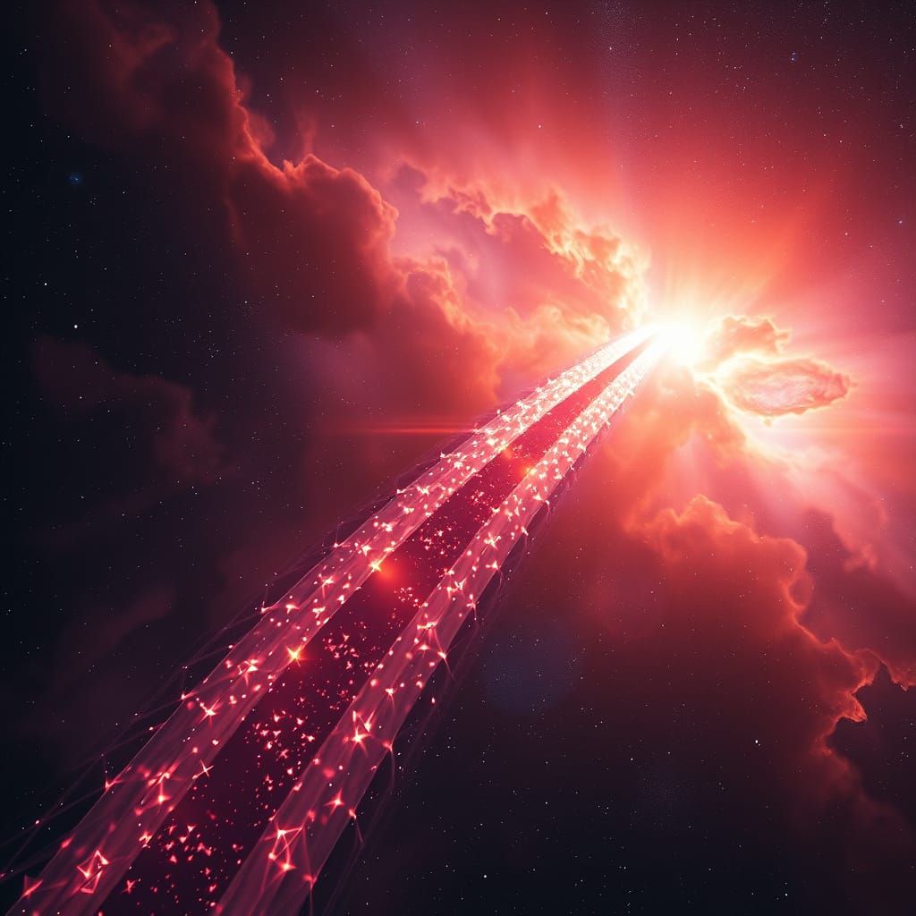 Prismatic Waterfall Nebula in Hyperrealistic Style