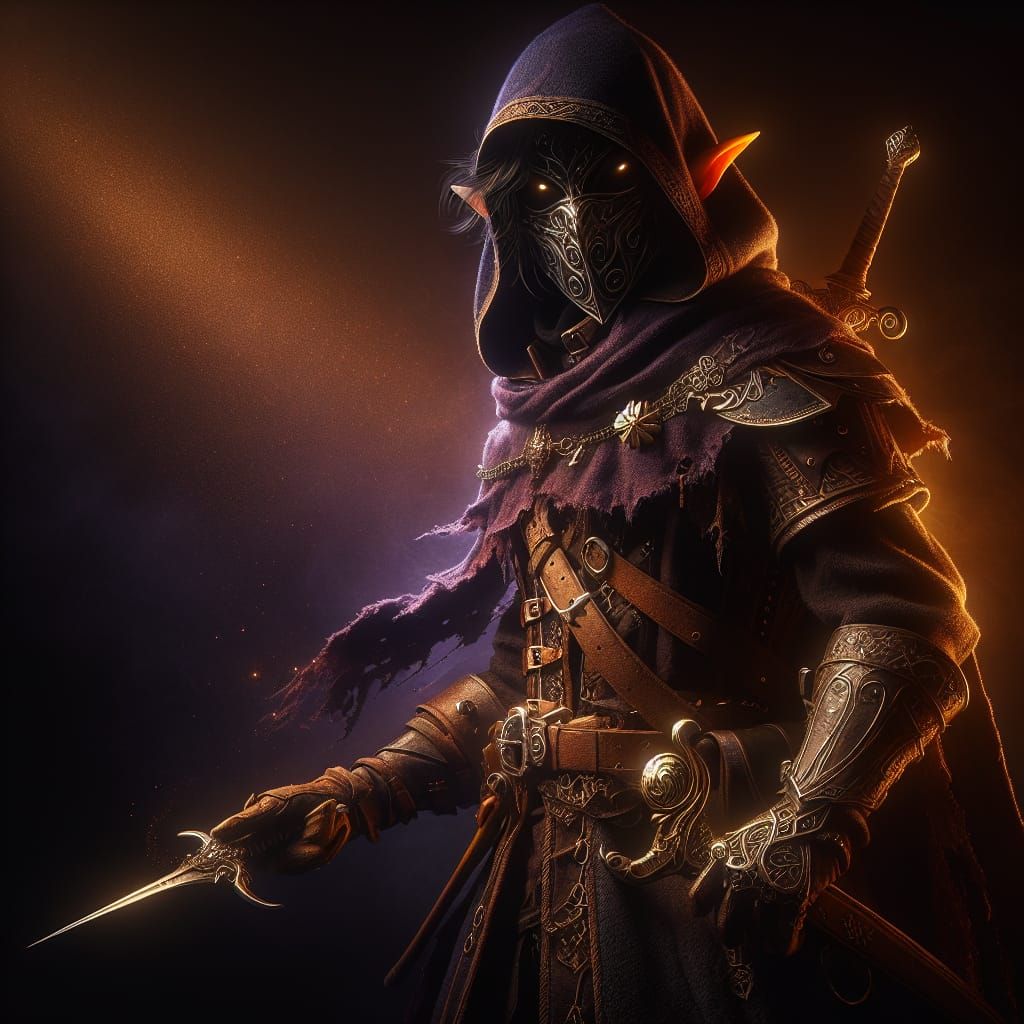 Mystic Rogue Halfling in Dark Fantasy Style