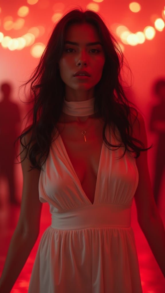 Ethereal Woman in Midnight Glamour