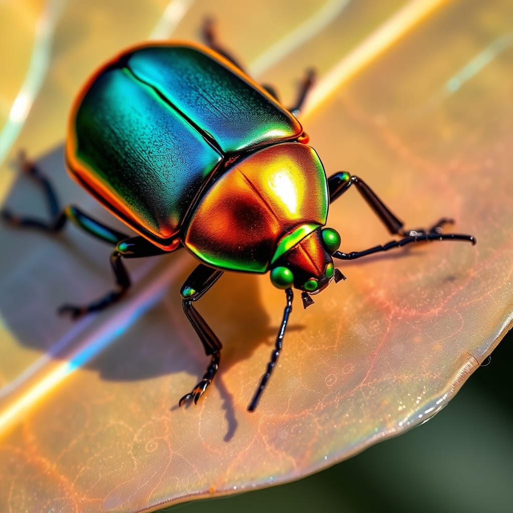 Futuristic Fauvist Beetle Explores Holographic World