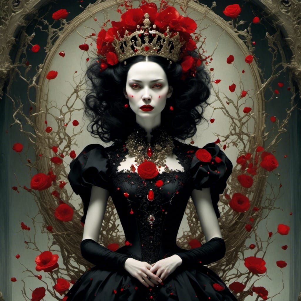Queen of Blooddrops: Surreal Ethereal Portrait