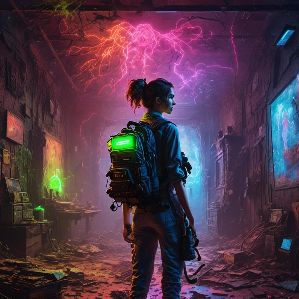 Ghostbuster in Haunted Interior, 3D Game Art