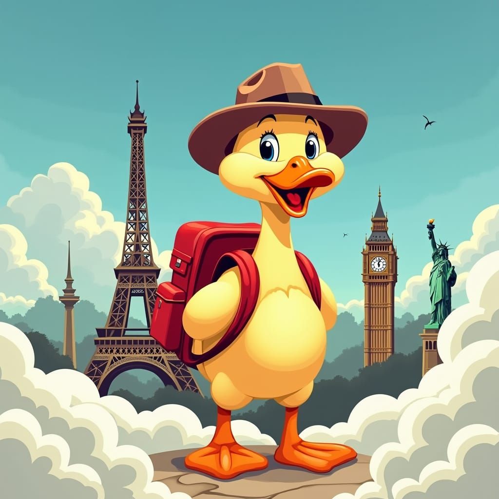 Cartoon Duck's Whimsical World Tour