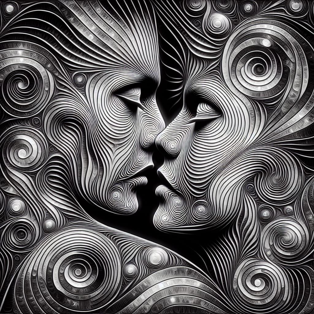 Abstract Monochrome Couple in Geodesic Style