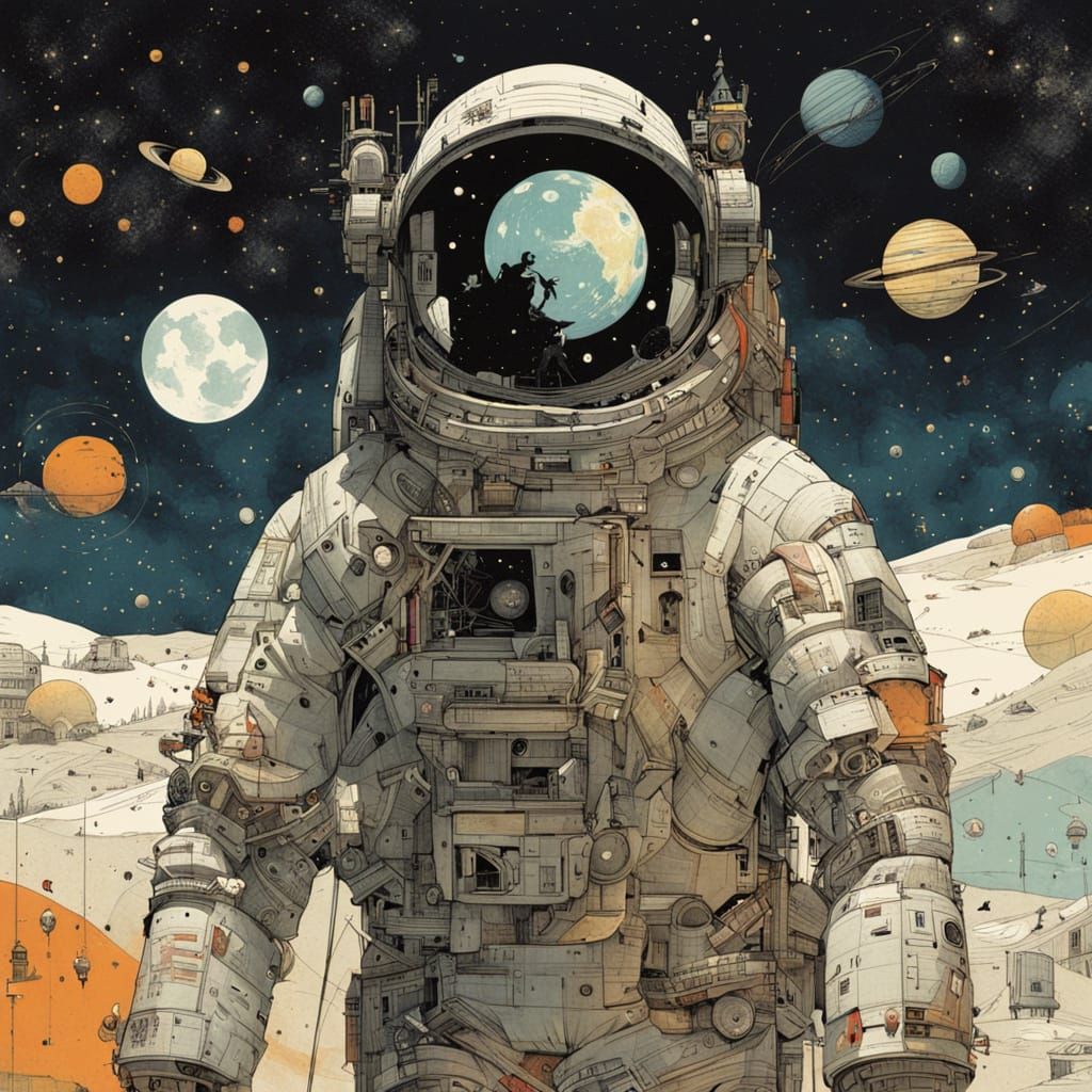Cosmic Journey in an Illustrative Style