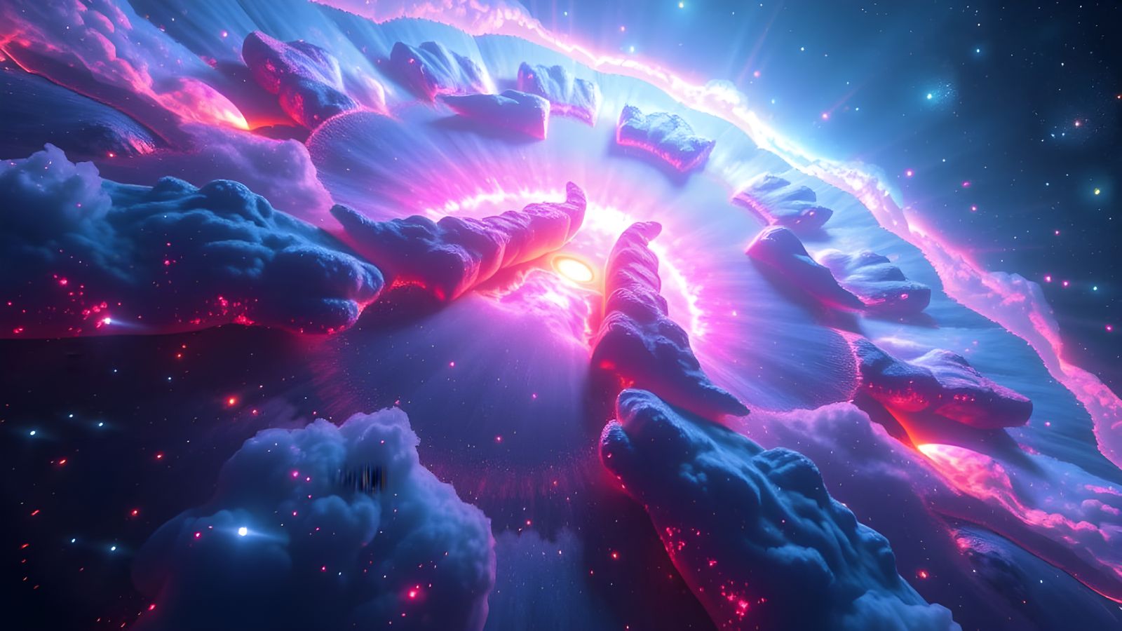 Cosmic Peacock Nebula in Ultra-Detailed Neon Color