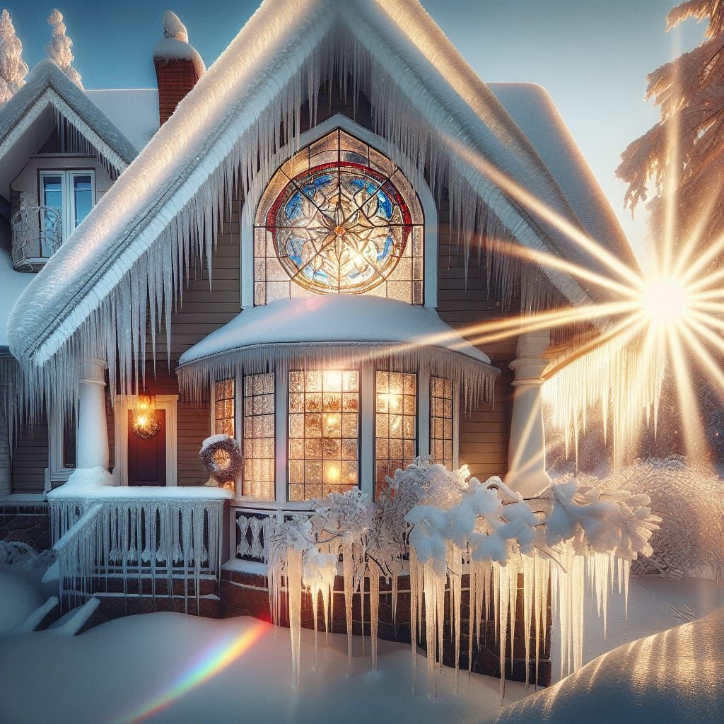 Winter Wonderland with Lead Glass Window