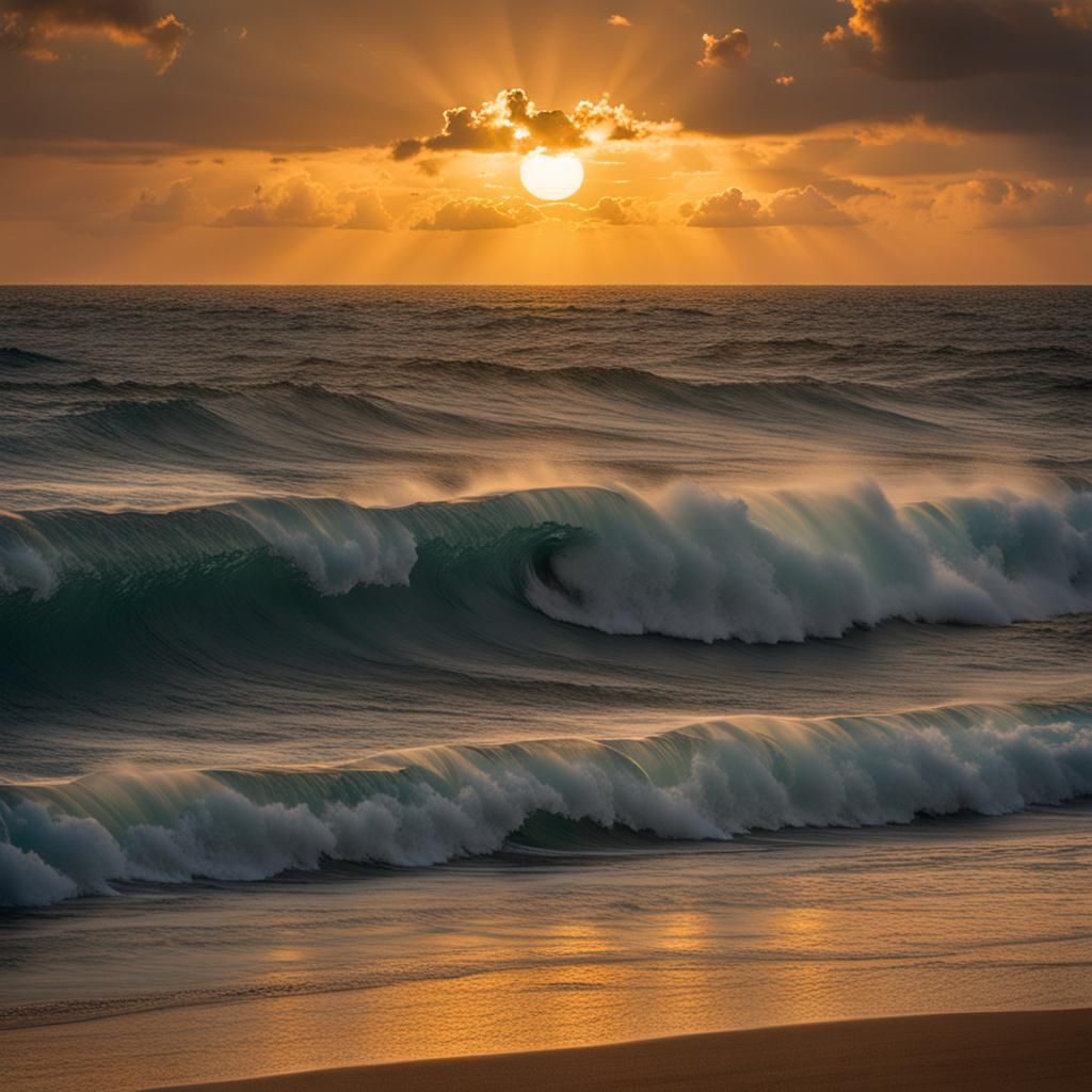 Noah's Ark at Sea During Golden Hour